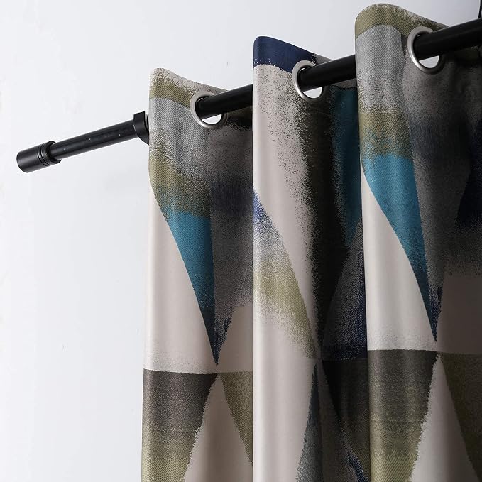 Leeva Blue Blackout Curtains 106 Inches Long, Modern Geometric Thermal Insulated Bedroom Curtains 2 Panels Set, Room Darkening Window Treatments for Sliding Door, 60 x 106 Inches