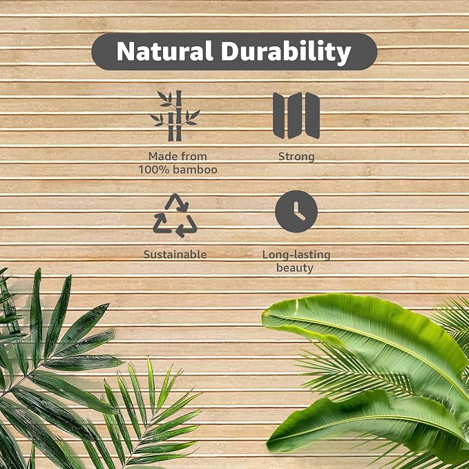 Art3d Natural Bamboo Wall Panel for Interior Wall Decor, Renewable Pole Wrap Wainscoting Paneling for Wall Ceiling Furniture Cabinet Office, 12 x 96 Inch, 2-Pack - Carbonized