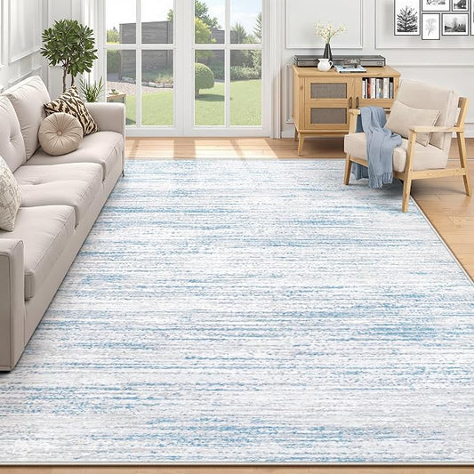 Area Rug 6x9 Living Room Rugs: Washable Modern Rug Non-Slip Soft Rugs Stain Resistant Printed Rug Indoor Carpet for Bedroom Kitchen Dining Room Nursery Home(Blue, 6'x9')