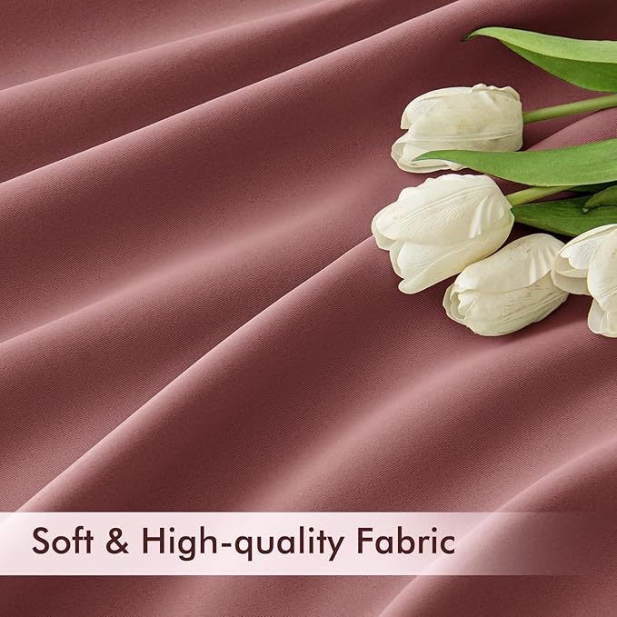 MIULEE Dusty Rose Back Tab Blackout Curtains 84 Inch Length 2 Panels Set for Living Room Bedroom Privacy, Rod Pocket/Pinch Pleat Thermal Insulated Room Darkening Pleated Light Blocking Drapes