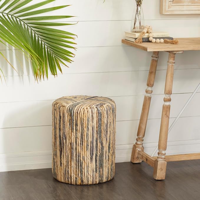 Deco 79 Banana Leaf Woven Accent Table, 15" x 15" x 18", Multi Colored