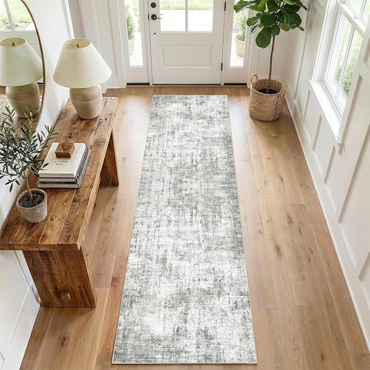 2x6 Rug for Entryway Hallway-No Slip Soft Carpets Modern Abstract Indoor Floor Stain Resistant Carpet for Bedroom Dining Room Farmhouse Nursery Home Office Grey