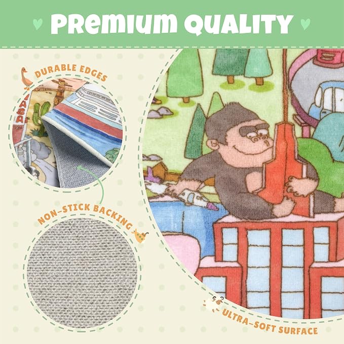 Large Kids Area Rug 6x9 – Interactive North America Map Carpet with States, Animals & Famous Landmarks – Soft Non-Slip Learning Area Rug for Kindergarten, School, or Bedroom Décor