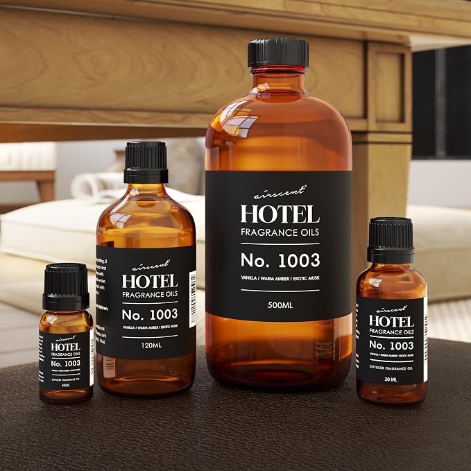 AirScent Hotel Diffuser Oil No. 1003 - Vanilla Warm Amber Musk - 120 mL | Asian Garden Hotel Scent - Premium Fragrance Oil for Ultrasonic and Waterless Diffusers and Crafting - 4 fl oz Bottle