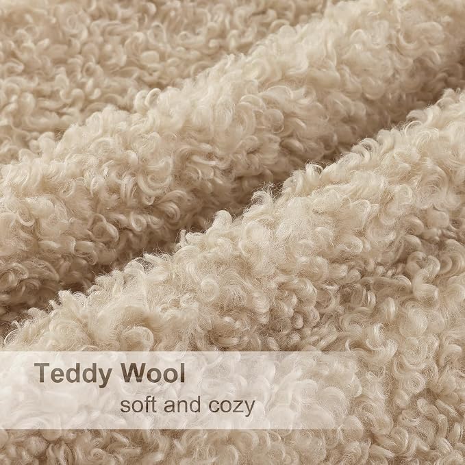 decorUhome Pack of 2 Throw Pillow Covers 12x20 Inch, Faux Fur Decorative Sherpa Pillow Covers Fuzzy Accent Soft Sheepskin Fleece Pillow Cases for Couch Living Room Bed, Neutral Oatmeal