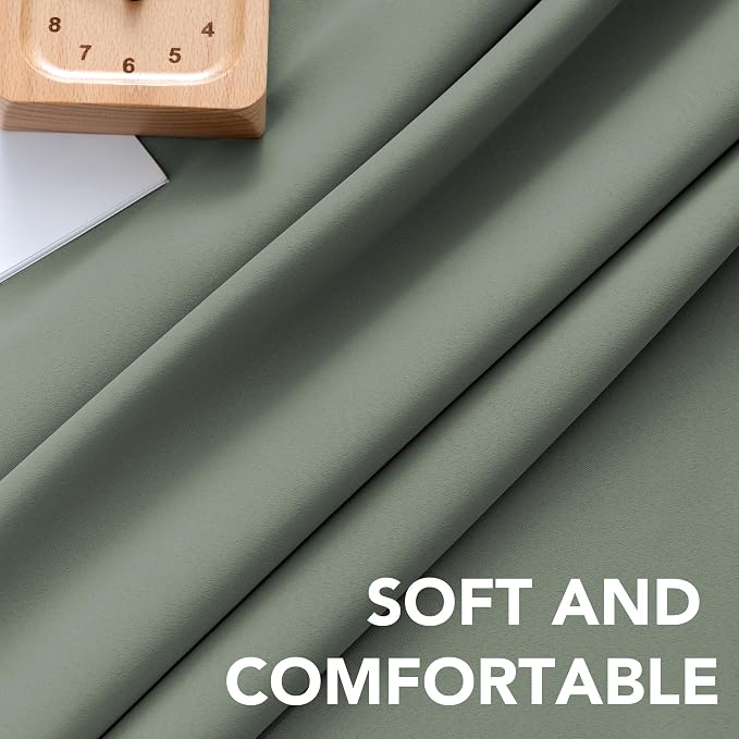 H.VERSAILTEX Blackout Curtains Thermal Insulated Window Treatment Panels Room Darkening Blackout Drapes for Living Room Back Tab/Rod Pocket Bedroom Draperies (2 Panels, Green Bay, 52 x 96 Inch)