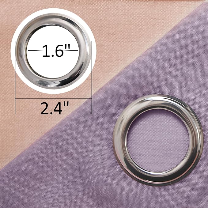 DWCN Ombre Sheer Curtains - Faux Linen Semi Voile Grommet Top Gradient Curtains for Bedroom and Living Room, Set of 2 Window Curtain Panels, 52 x 84 Inch Length（Pink and Lalic Purple