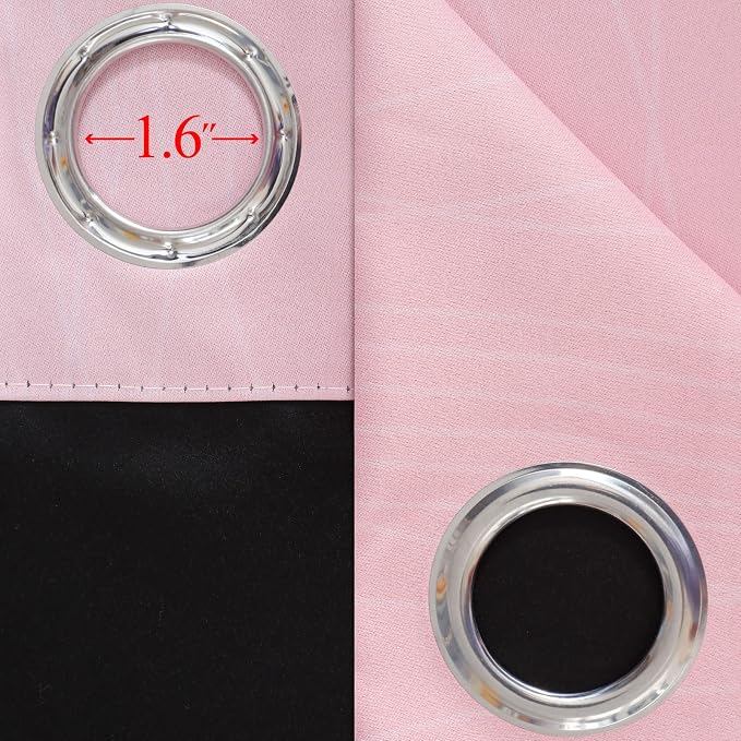 Estelar Textiler Ombre Gray and Pink Blackout Curtains 63 Inch Length 2 Panels, Full Light Blocking Curtains for Kids Room, Grommet Thermal Insulated Gradient Drapes for Girl's Room, 42x63 Inch