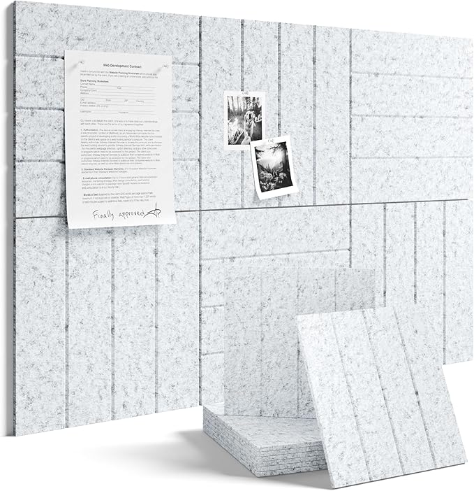 Fluxynara Large Felt Bulletin Board 48" x 36" Cork Board Alternative - 6 Pack with 32 Safe Removable Adhesive Tabs, Cork Boards for Walls for Home Office Classroom Pin Board-Light Gray