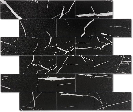 2026 New Upgrade Peel and Stick Backsplash Tile, Peel and Stick 11.34" X 11.57" Wall Tile for Kitchen, Bathroom, Fireplace, Laundry (Black Rocks, 20 Packs)
