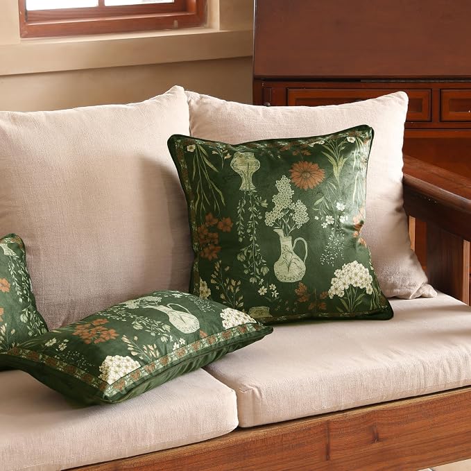 ISAENNE Designer Vintage Velvet Throw Pillow Cover,18"x18"-Nocturne | Pillow Cover,Concealed Zipper Design,Dragonfly Pattern,Sofas,Bedroom,Living Room,Lounge Chairs,All Season Home Decor