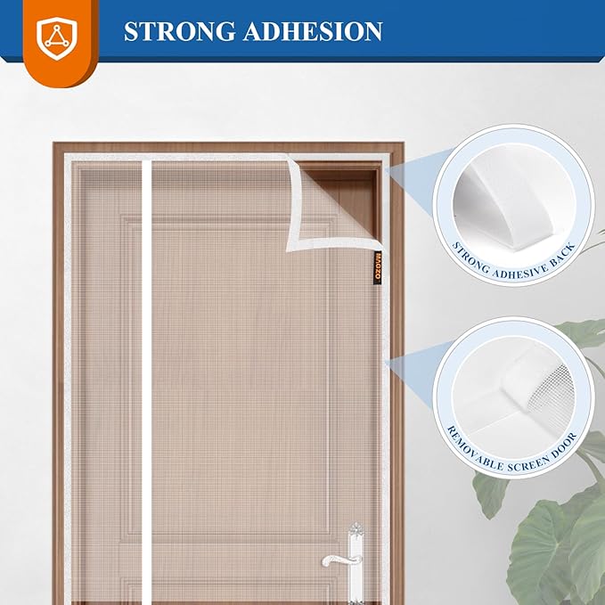 MAGZO Magnetic Screen Door, Fits 36'' x 80'' Door(Mesh Size 38'' x 81''), Left Right Side Opening, Scratch-Proof Polyester, Pet&Kids Friendly, Keep Annoying Creatures Out, Enjoy Sunshine, White