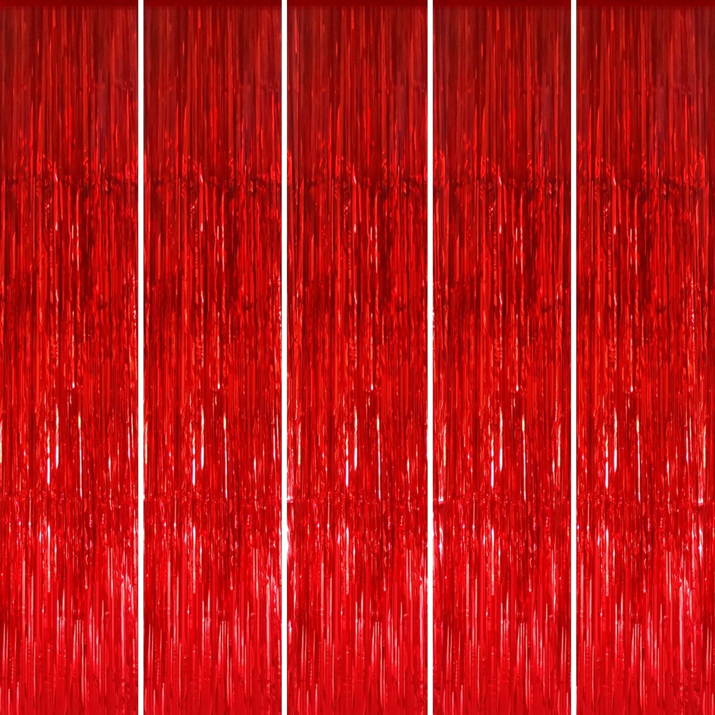 GOER 3.2 ft x 8.2 ft Metallic Tinsel Foil Fringe Curtains Party Photo Backdrop Party Streamers for Birthday,Graduation,New Year Eve Decorations Wedding Decor (5 Packs,Red)