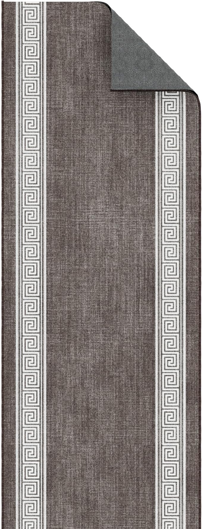 Ottomanson Hallway Runner Rug 2'7" x 12' – Soft Non-Slip Rug, Low Pile Carpet for Entryway, Kitchen & Long Hallways in Apartments and Homes, Greek Border Brown