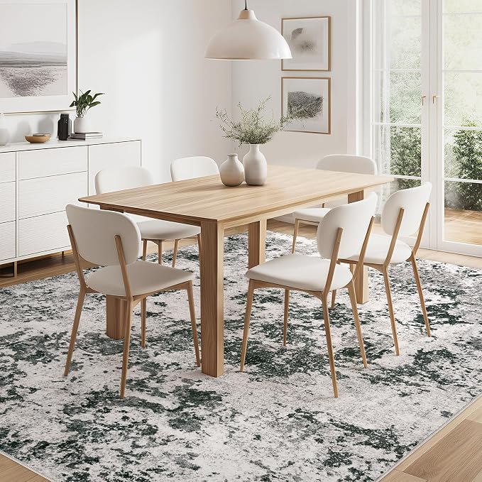 Area Rugs 6x9 Living Room: Washable Large Abstract Modern Neutral Soft Rug Stain Resistant Non-Slip Backing Carpet for Bedroom Dining Room Indoor Nursery Dorm Home Office Decor - Dark Grey