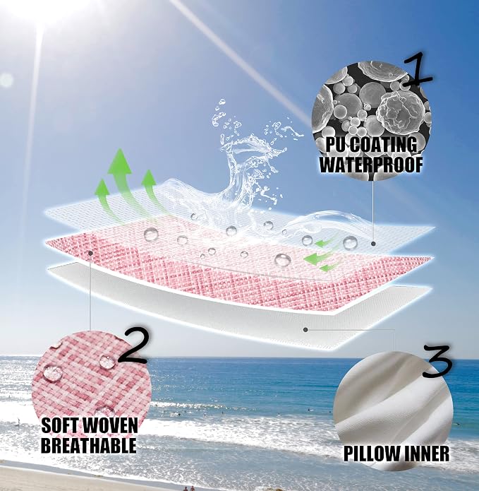 Kevin Textile Pack of 2 Decorative Outdoor Waterproof Throw Pillow Covers Stripe Pillowcases Valentines Day Modern Cushion Cases for Gifts Patio Couch Bench 16 x 16 Inch Pink