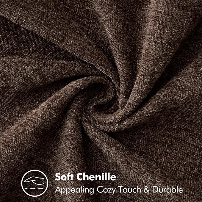MIULEE Pack of 2 Couch Throw Pillow Covers 20x20 Inch Dark Brown Farmhouse Decorative Pillow Covers with Stitched Edge Taupe Soft Chenille Solid Dyed Pillow Covers for Sofa Bed Living Room