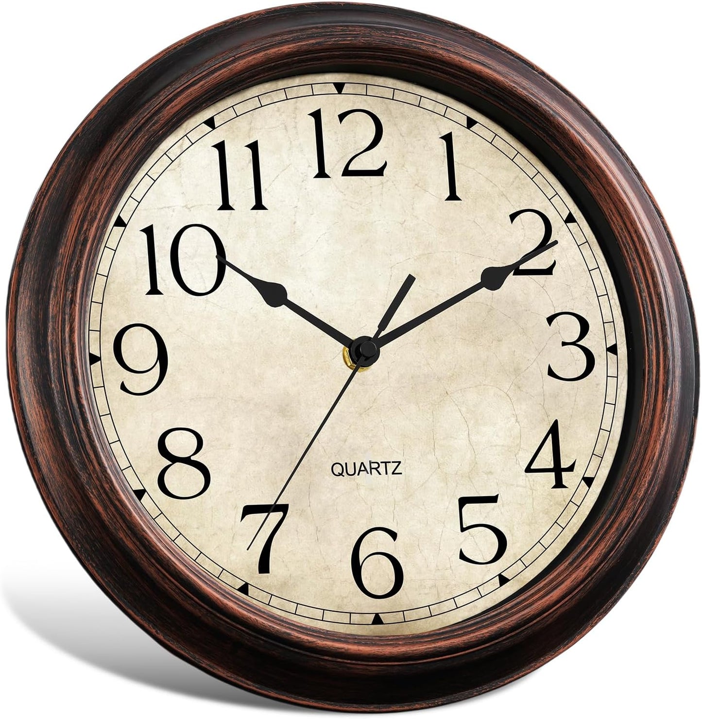 Wall Clock Battery Operated Vintage Silent Non-Ticking Analog Wall Clocks 8.5 Inch Small Retro Clock Decorative for Kitchen Bathroom Bedroom Home Office (Bronze)