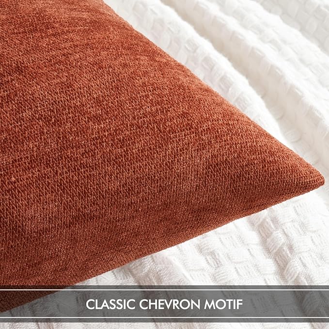 MIULEE Pack of 2 Rust Decorative Fall Pillow Covers 20x20 Inch | Soft Chenille Couch Autumn Throw Pillows Farmhouse Cushion Covers for Home Decor Sofa Bedroom Living Room