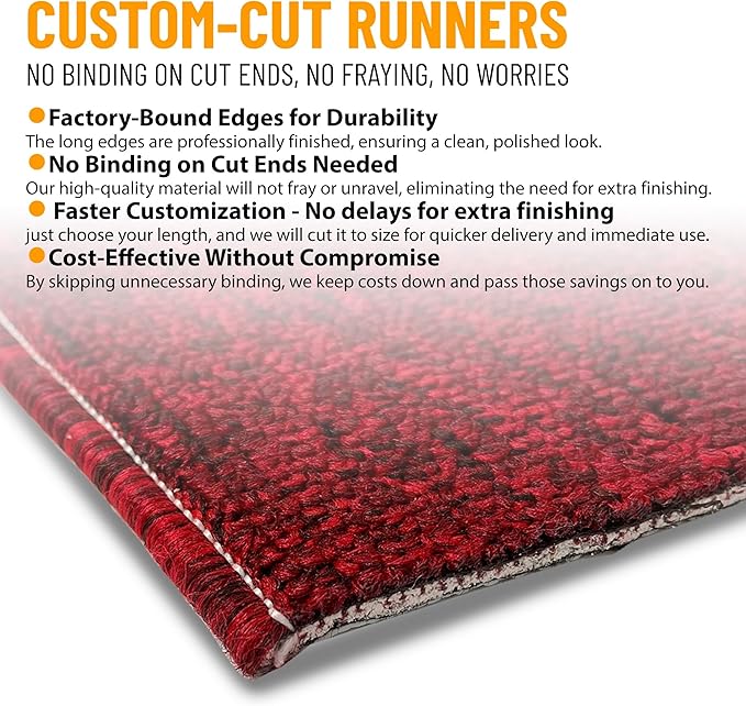 Ottomanson 1'10" x 6' Ultra-Thin Hallway Runner Rug - Durable Non-Slip Carpet for High-Traffic Areas - Fits Under Doors for Seamless Entry - Ideal for Kitchen, Entryway, Bedroom & Living Room, Red