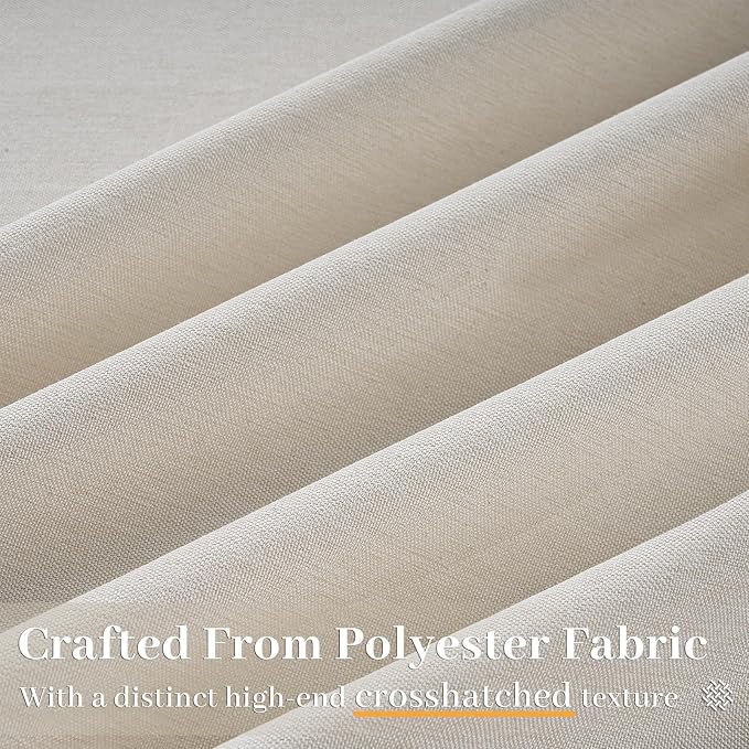 Ivory Beige 96 Inch Length Pinch Pleat Linen Curtains Drapes 2 Panels Set,Hooks Sense of Design Semi Sheer Elegance Window Curtains Living Room Bedroom,Half Price Drapes 96 inches Long Set of 2
