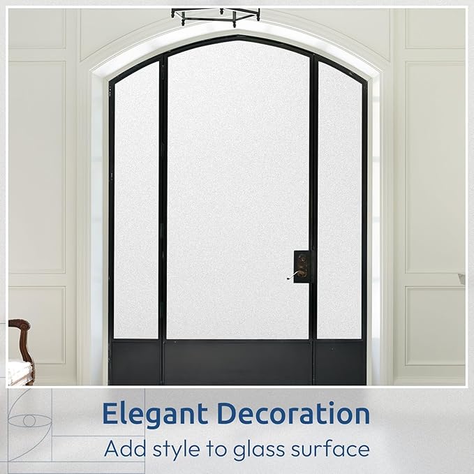 rabbitgoo Window Privacy Film, Non-Adhesive Frosted Glass Window Film for Bathroom, Static Cling Heat Blocking Stickers for Home Indoor Opaque Frosting Coverings House Tint, Matte White 23.6" x 78.7"