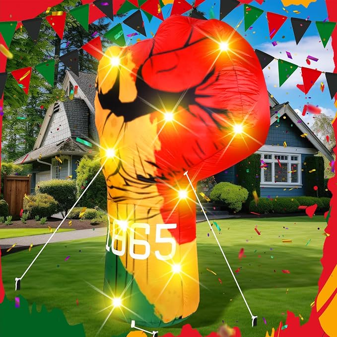 VIHOSE 6 ft Juneteenth Inflatables Decorations Black Freedom Fist Shape Inflatable Large Pre-lit Blow up Fight Fist Freedom Day Blow up for Happy Juneteenth African American Party Decoration