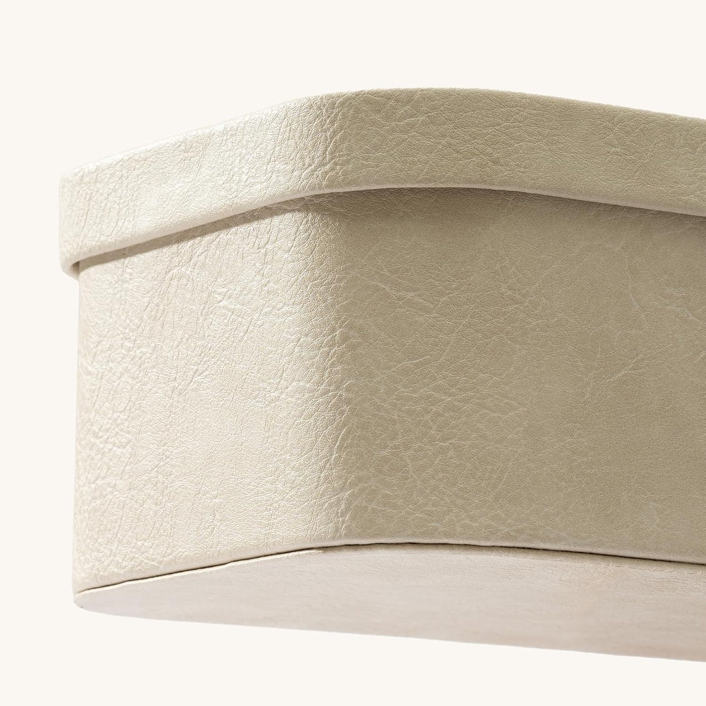 La Jolie Maison Vegan Leather Storage Boxes with Lids, Set of 3 Decorative Storage Containers Organize Stackable Storage Box, Beige