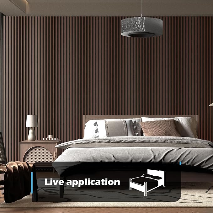 Art3d 2-Pack 104" x 15.75" Acoustic Slat Wood Wall and Ceiling Panels, Fluted Modern Sound Absorbing Panels, Dark Walnut