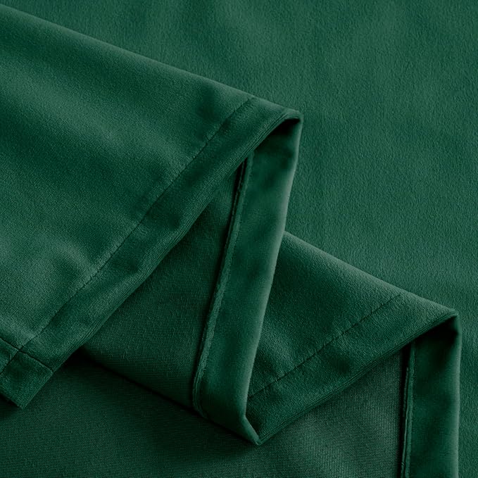 YoungsTex 90 Inch Emerald Green Velvet Blackout Curtains for Living Room, Grommet Room Darkening Window Drapes Privacy Protection for Dining Bedroom, 2 Panels, 52 X 90 Inch