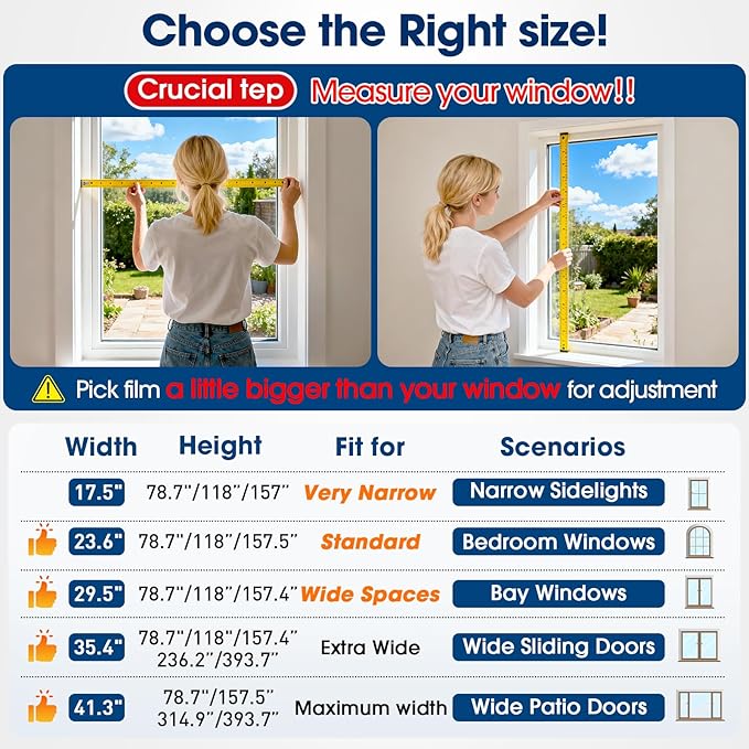 Coavas One Way Privacy Window Film, Heat Control Window Tint for Home, Sun Blocking Reflective Window Film See Out Not in, Anti UV Static Cling for Windows Office Door (Black, 17.5 Inch X 9.8 Feet)