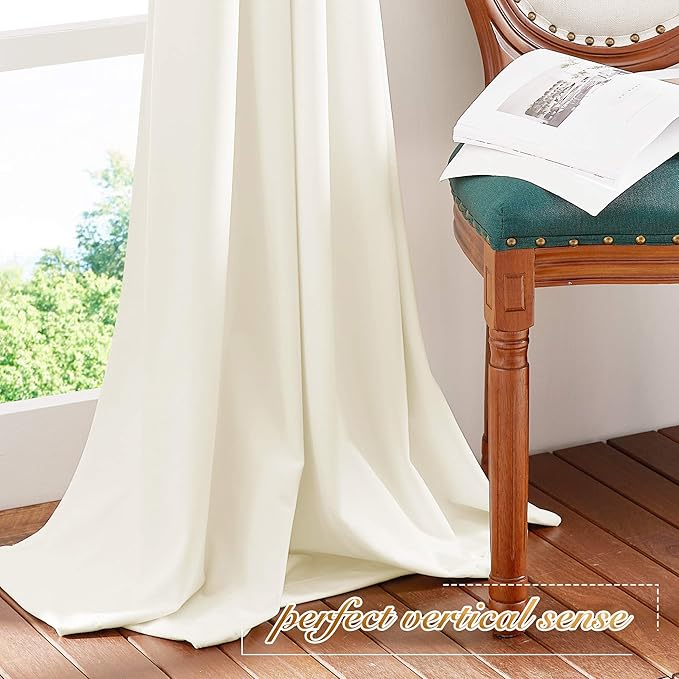 NICETOWN Thermal Insulated Ivory White Velvet Curtains 72 Inch Length, Heavy Duty Keep Warm Drapes Room Darkening Thermal Insulated Drapes for Patio Hall Villa, Bedroom Window Treatment, Set of 2