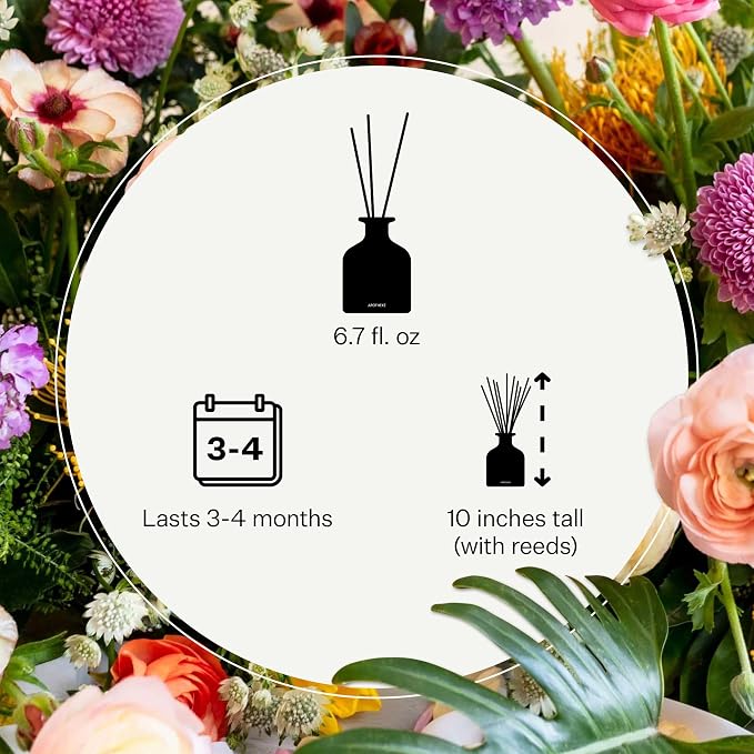 Apotheke Luxury Scented Reed Diffuser for Home, Charcoal - 6.7 Fl Oz Essential Oil Aromatherapy - 10 Rattan Scent Sticks Room Diffuser - Long-Lasting Fragrance for Bedroom, Home, Bathroom