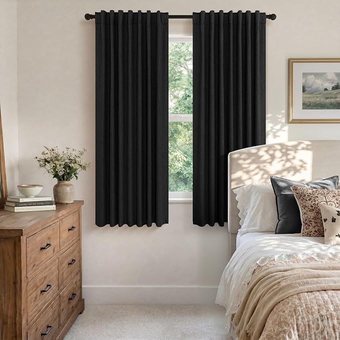 72 Inch Blackout Curtains for Living Room 2 Panel Burg Complete Black Out Thermal Insulated Darkening Back Tab Pleated Lightweight Noise Reducing Saver Energy Saving Long Curtain for Bedroom 72 Length