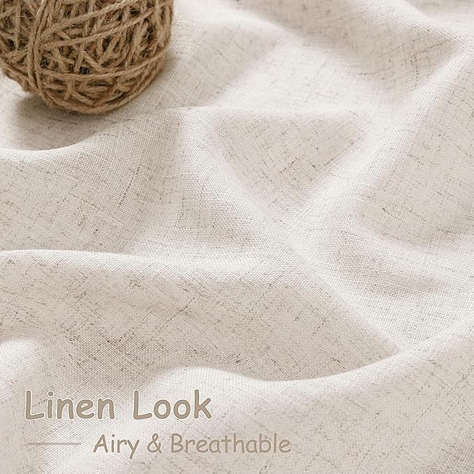 Nanspring Beige Farmhouse Curtains 30 Inch Length for Kitchen Linen Blend Semi Sheer Curtains Back Tab and Rod Pocket Rustic Farmhouse Decor for Cafe Small Window Curtain 36 x 30 Inch, 2 Panels