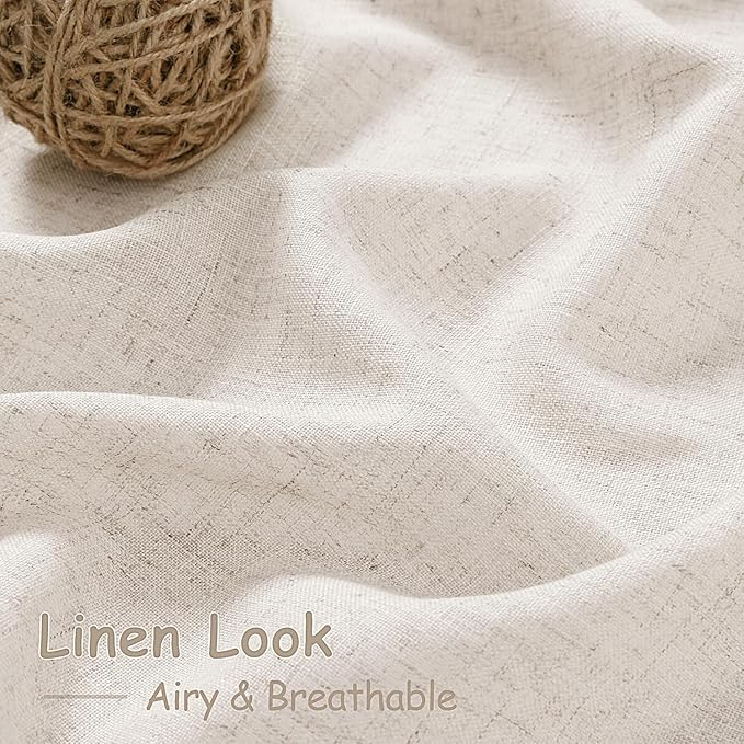 Nanspring Beige Linen Curtains for Kitchen Windows Over Sink Farmhouse Short Semi Sheer Curtains Back Tab and Rod Pocket Rustic Curtain Cortinas para Cocina for Cafe Bathroom,2 Panels 36 x 36