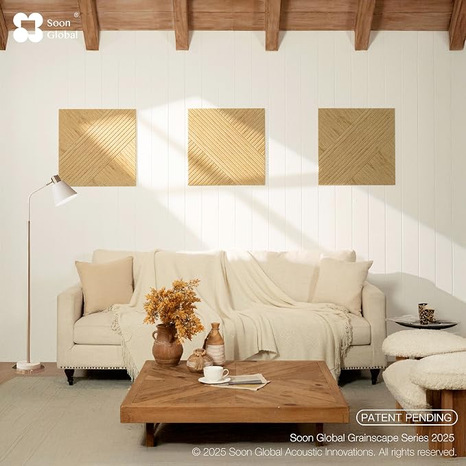 Soon Global Acoustical Wall Panels, 6-Piece 23.62 X 23.62 Inches Art Acoustic Panels, Decorative Acoustic Panels, Acoustic Wall Panels, Sound Absorbing Wall Art, Harvest Cross