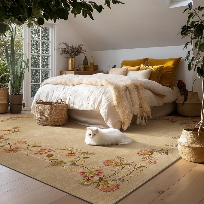 Area Rugs 9x12 Living Room: Washable Rug Stain Resistant Non Slip Low Pile Ultra Soft Faux Wool Lightweight Large Rugs for Bedroom Dining Room Under Table Rug Nursery Farmhouse Home Office Indoor