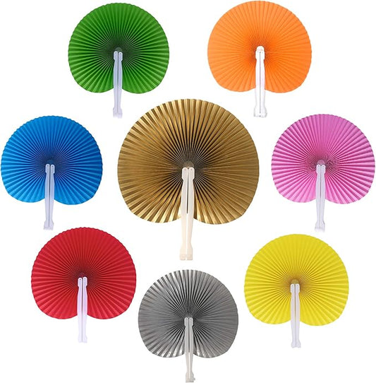 24 Pieces Multicolor Round Paper Fans | Foldable Handheld Fans for Women,Folding Hand Fans for Wedding,Bridal Guest,Church,Party Favors,Dancing,Birthday,DIY
