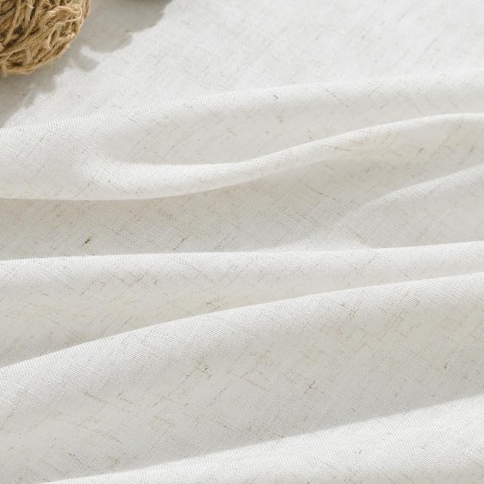 Aersas 63 Inches Linen Back Tab Curtains for Bedroom Semi Sheer Modern Farmhouse Aesthetic Drapes Light Filtering Window Treatments with Rod Pocket Lightweight for Living Room Laundry Room 52x63