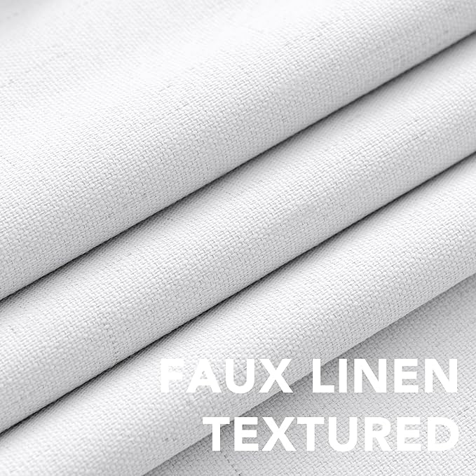 H.VERSAILTEX 100% Blackout Curtains for Bedroom Thermal Insulated Linen Textured Curtains Heat and Full Light Blocking Drapes Living Room Curtains 2 Panel Sets, 52x84 - Inch, White