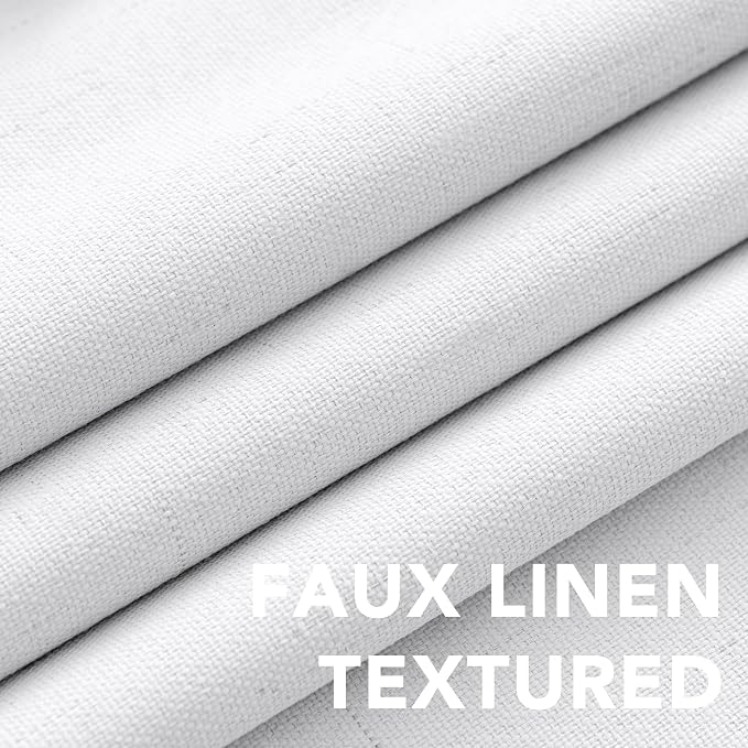 H.VERSAILTEX Linen Blackout Curtains Durable Thick Textured Linen Look 100% Blackout Patio Door Curtain Anti Rust Grommet Extra Wide Sliding Door Curtain Panel, W100 x L96 inch - White