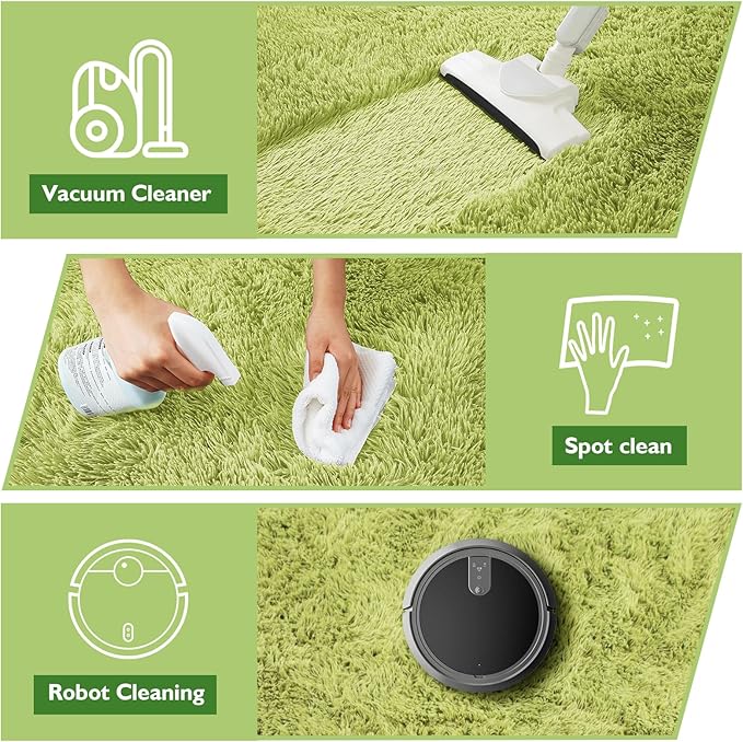 9x12 Fluffy Area Rugs for Living Room,Large Fuzzy Shag Area Rug for Bedroom,Grass Green Soft Non-Shedding Indoor Plush Carpet for Kids Bedroom Nursery Home Decor