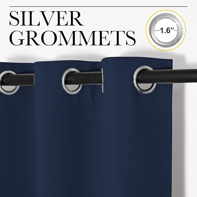 NICETOWN Blackout Draperies Curtains, Navy, 1 Pair, 29 x 40 Inch, All Season Thermal Insulated Solid Grommet Top Blackout Curtains/Drapes for Kid's Room
