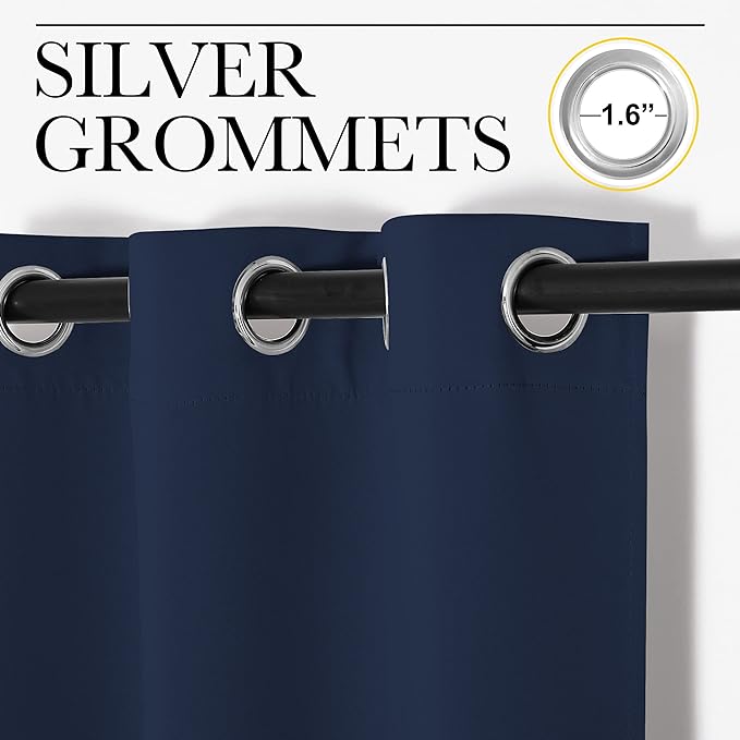 NICETOWN Blackout Curtain Panels for Bedroom, Navy, 2 Panels, W29 x L30-inch, Thermal Insulated Grommet Top Blackout Draperies and Drapes for Basement