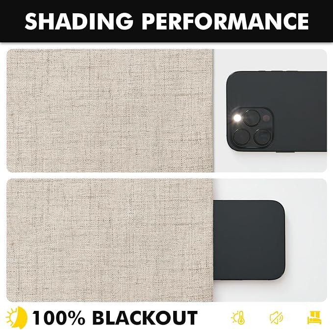 MIULEE 100% Blackout Linen Curtains for Bedroom, Taupe Solid Luxury Decor Thermal Insulation Room Darkening Drapes for Living Room Back Tab Rod Pocket 42 x 84 Inches, 2 Panels
