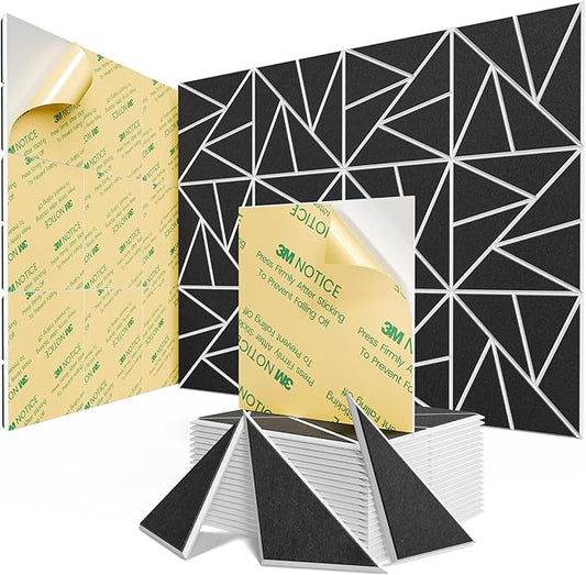 22 pack Acoustic Panels With Self-Adhesive, 12"X 12"X 0.4"Sound Proof Foam Panels, Sound Panels High Density, Soundproof Wall Panels for Home Studio Office- WhiteBase + BlackFace V2