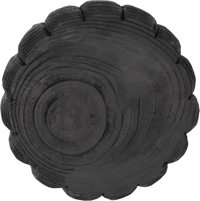 Decorative Wood Scalloped Bowl for Coffee Table Decor - Centerpiece Table Decorations for Home, Kitchen, Living Room, and Dining Room - Functional Bowl for Accessories, Candy, and Key - 4", Black