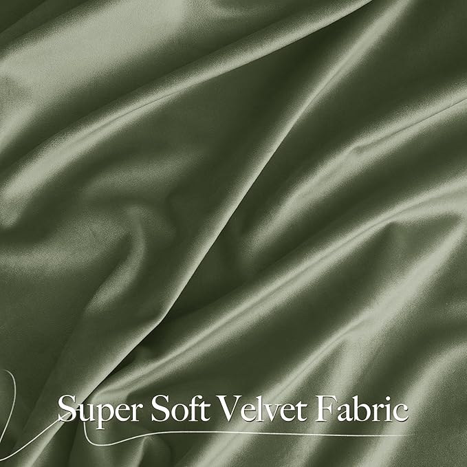NICETOWN Sage Green Blackout Curtains 72 inches Long 2 Panels (62-inch Wide), Farmhouse and Sleek Velvet Drapes and Curtains for Doorway, Patio Sliding Door, Office, Dorm