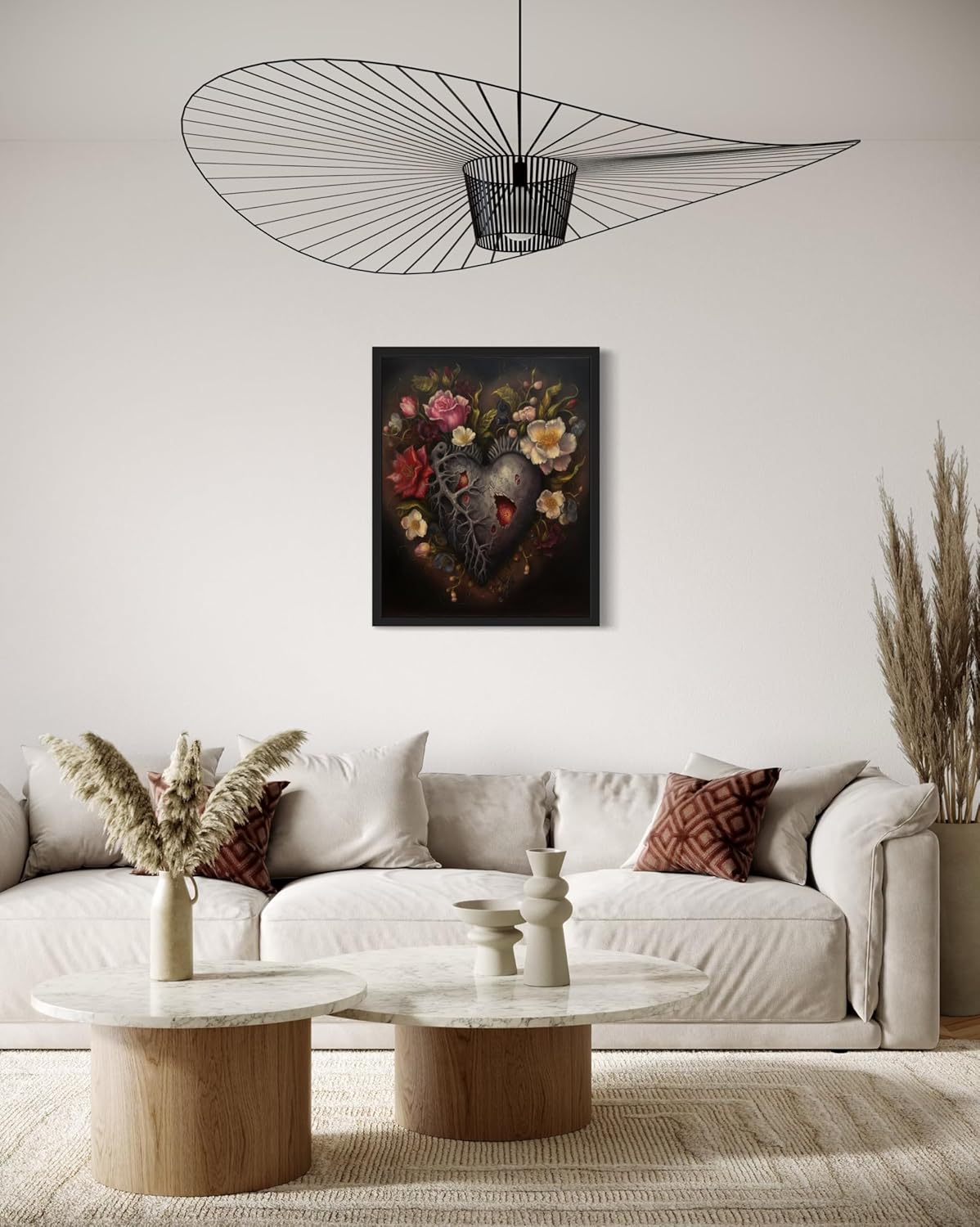 Gothic Heart Poster Art Print, Halloween Scary Vintage Wall Art Academia Spooky Painting Decoration for Horror Prints, Posters Bedroom Decor 89 (Gothic Heart, 16 x 20 inches, Unframed)